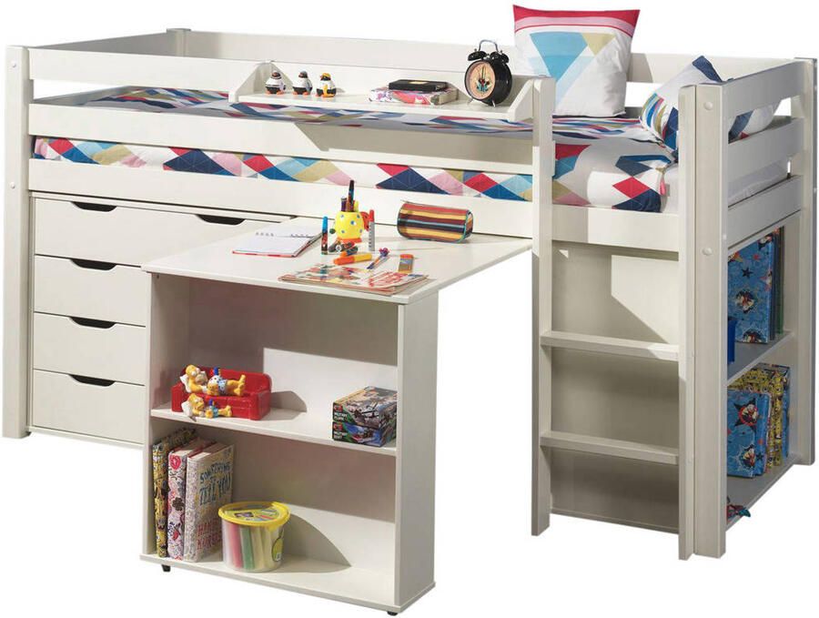Vipack halfhoogslaper Pino met bureau incl. lades wit 114x105x209 3 cm Leen Bakker - Foto 3