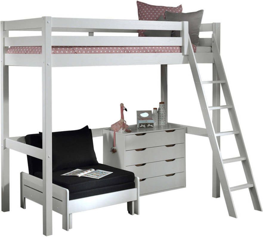 Vipack Hoogslaper Claire 90x200 met zetelbed en ladenkast wit - Foto 3