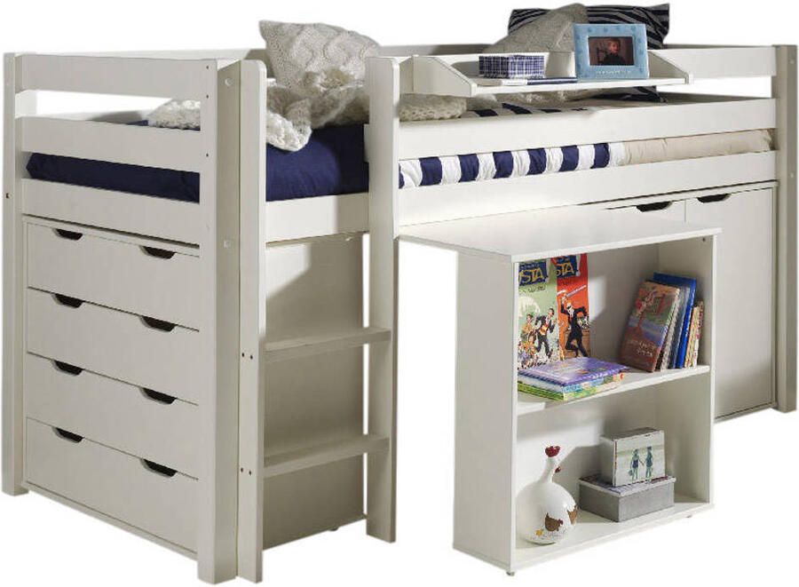 Vipack halfhoogslaper Pino met bureau incl. lades kast wit 114x105x209 3 cm Leen Bakker - Foto 4