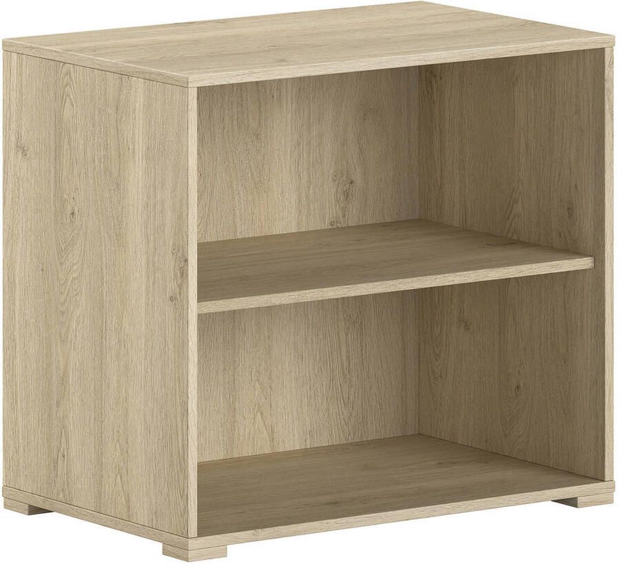 Vipack EMOB Halfhoogslaper Sammie 90x200cm met bureau en boekenrekjes eikdecor Kinderbedden met uitvalbeveiliging Bruin Metaal; Spaanplaat Kinderbedden met uitvalbeveiliging Eenpersoons Halfhoogslaper Op voorraad - Foto 2