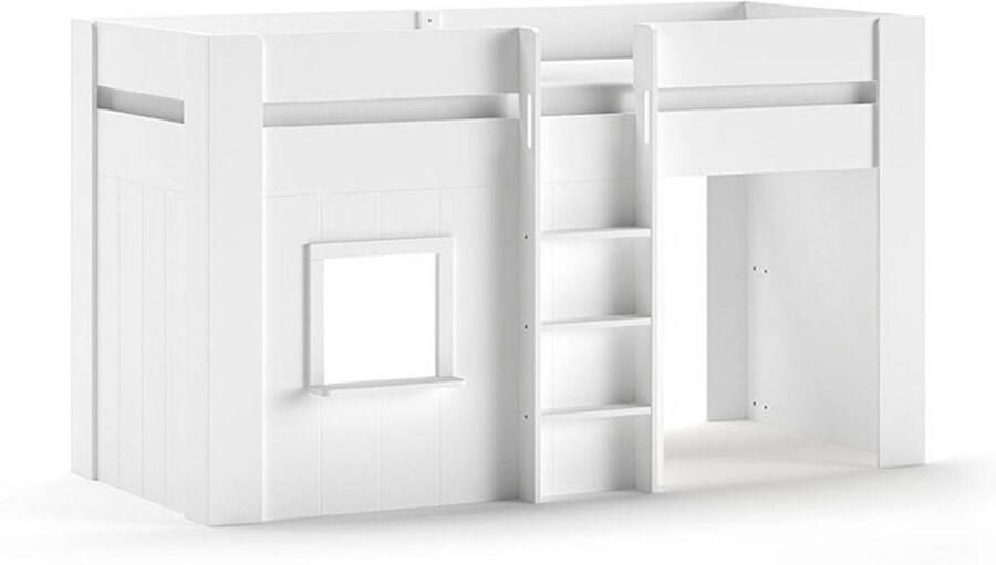 Vipack EMOB Halfhoogslaper Reno met speelhuisje 206x104x120 cm Wit Kinderbedden met uitvalbeveiliging Wit MDF Kinderbedden met uitvalbeveiliging Eenpersoons Halfhoogslaper Op voorraad - Foto 5