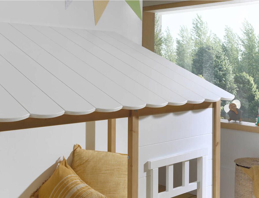 Vipack EMOB Bedhuisje Odense 90x200 MDF wit dennenhout Kinderbedden met uitvalbeveiliging Wit; Bruin Hout; MDF Kinderbedden met uitvalbeveiliging Eenpersoons Normaal bed Op voorraad - Foto 4