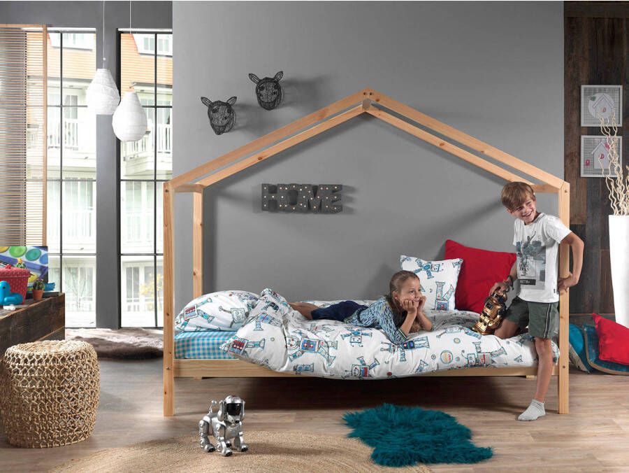 Vipack Kinderbed Dallas 90x200cm Bed als Huis Bedframe met Dak Peuterbed Kajuitbed Ledikant Wit - Foto 1