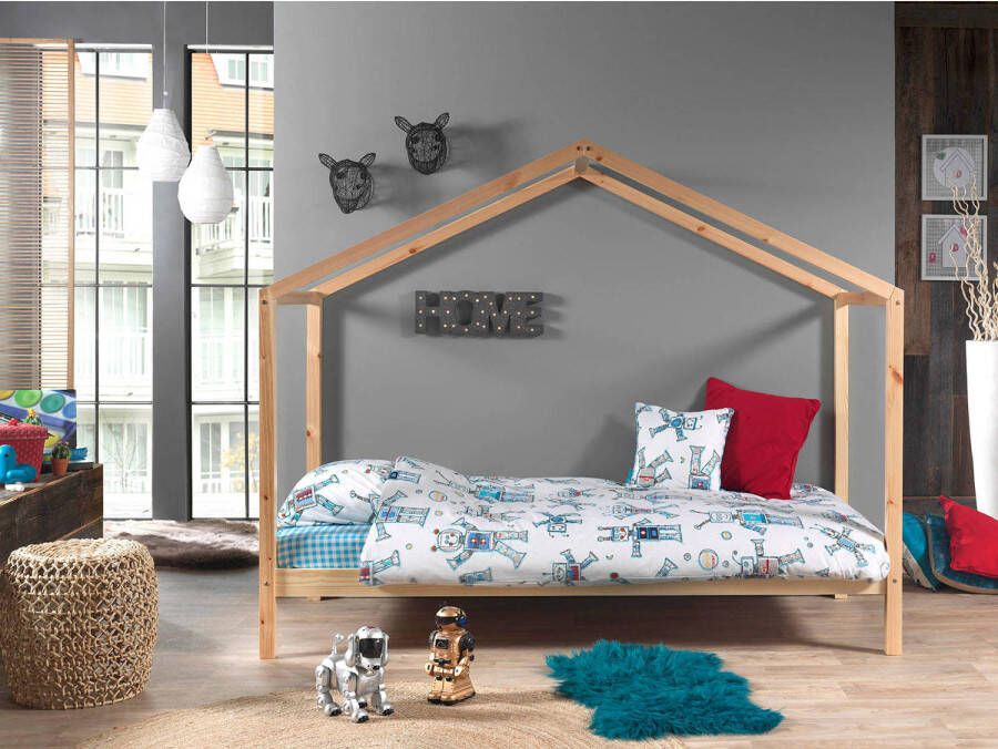 Vipack Kinderbed Dallas 90x200cm Bed als Huis Bedframe met Dak Peuterbed Kajuitbed Ledikant Wit - Foto 2