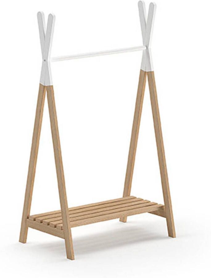 Vipack Staande kapstok Kiddy met ophangmogelijkheid en schoenenrek massief grenen naturel wit - Foto 4