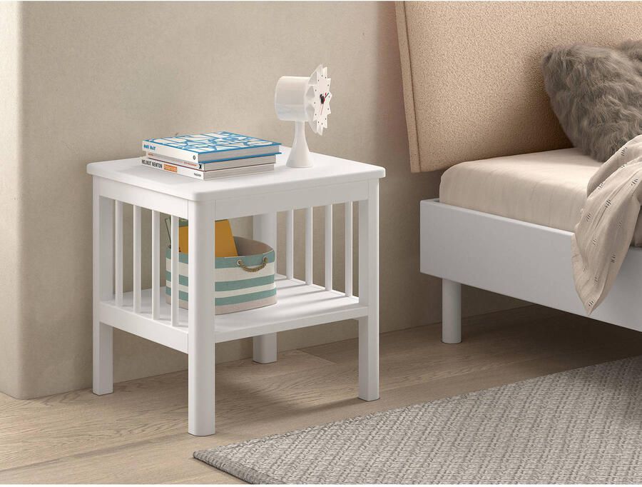 Vipack Nachttafeltje Forrest met legplank massief beukenhout wit - Foto 4
