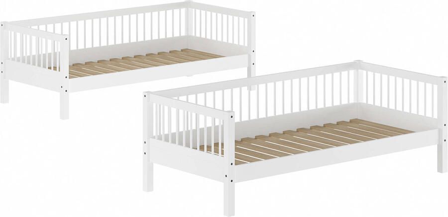 Vipack EMOB Stapelbed Forrest 90x200cm massief beukenhout wit Stapelbedden volwassenen Wit Hout Stapelbedden volwassenen Eenpersoons Stapelbed Op voorraad - Foto 2