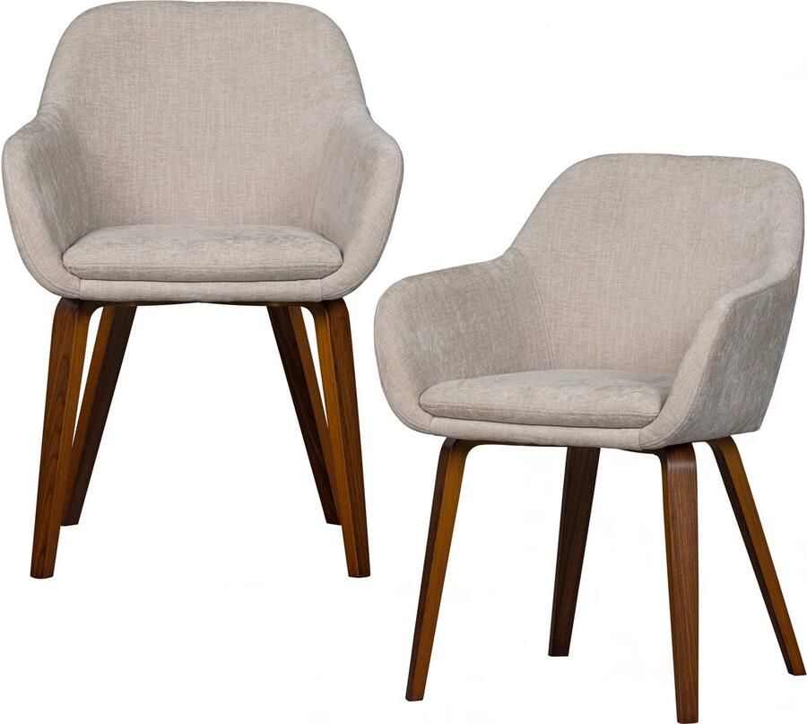 Vtwonen Base Eetkamerstoelen Polyester Zand Set van 2