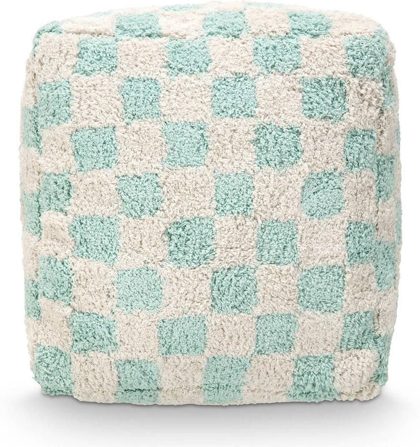 Vtwonen Poef Geblokt Aqua Vierkant 45 x 45 x 25 cm
