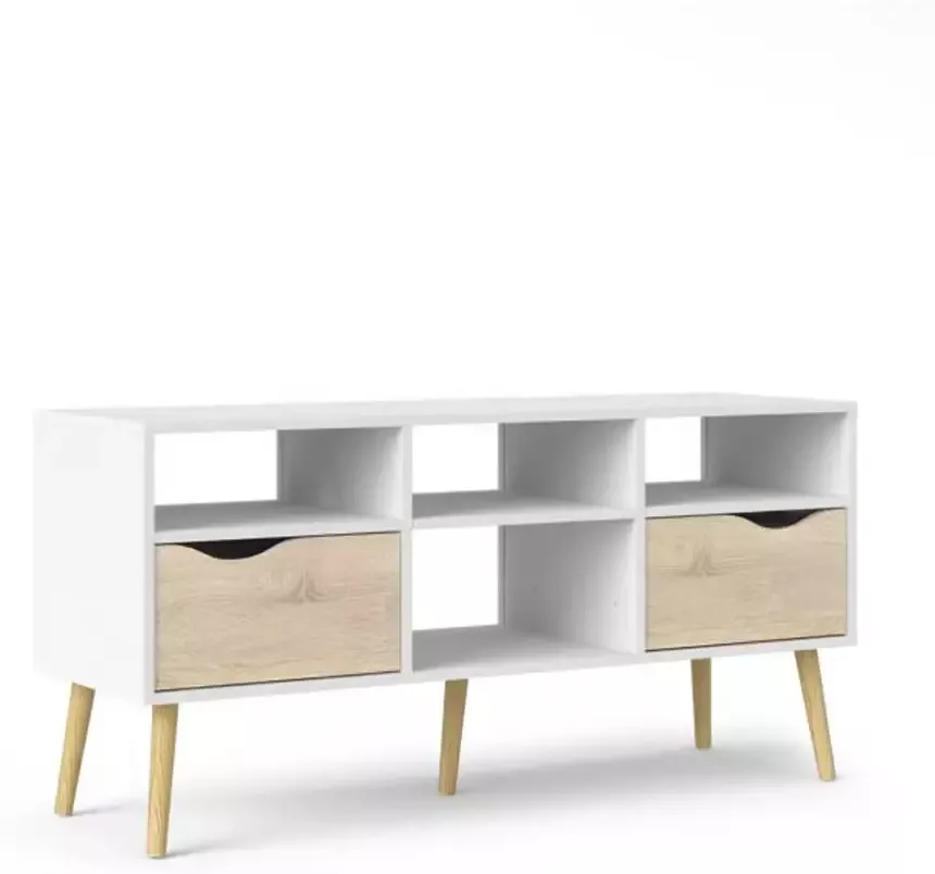 Leen Bakker TV-meubel Delta 6-vaks wit eikenkleur 57 4x117 1x39 cm