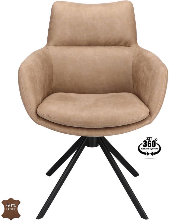 Wehkamp Home Armstoel Sabi Microleder Bull Graphite 66 Leg Black 360° Return-system
