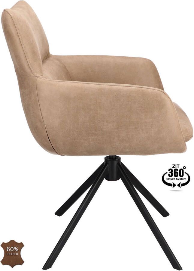 Wehkamp Home Armstoel Sabi Microleder Bull Graphite 66 Leg Black 360° Return-system - Foto 3