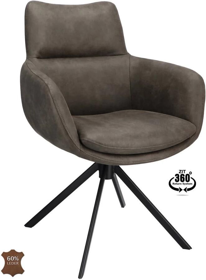 Wehkamp Home Armstoel Soho Microleder Bull Graphite 66 Leg Black 360° Return-system Sabi - Foto 3