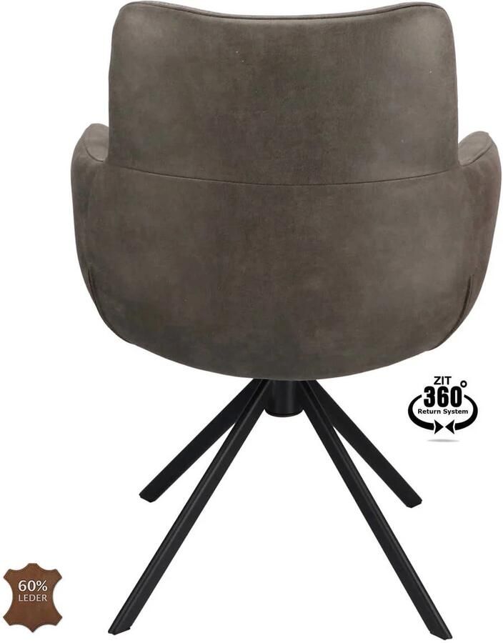 Wehkamp Home Armstoel Soho Microleder Bull Graphite 66 Leg Black 360° Return-system Sabi - Foto 2