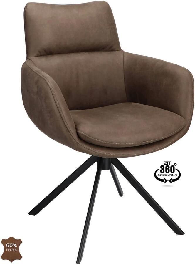 Wehkamp Home Armstoel Soho Microleder Bull Graphite 66 Leg Black 360° Return-system Sabi - Foto 2