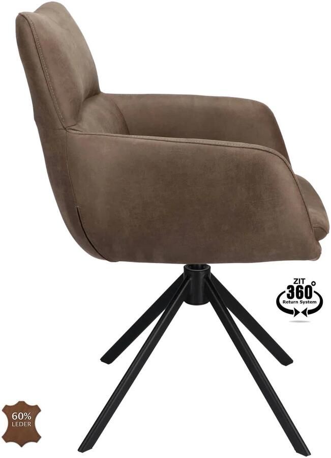 Wehkamp Home Armstoel Soho Microleder Bull Graphite 66 Leg Black 360° Return-system Sabi - Foto 3