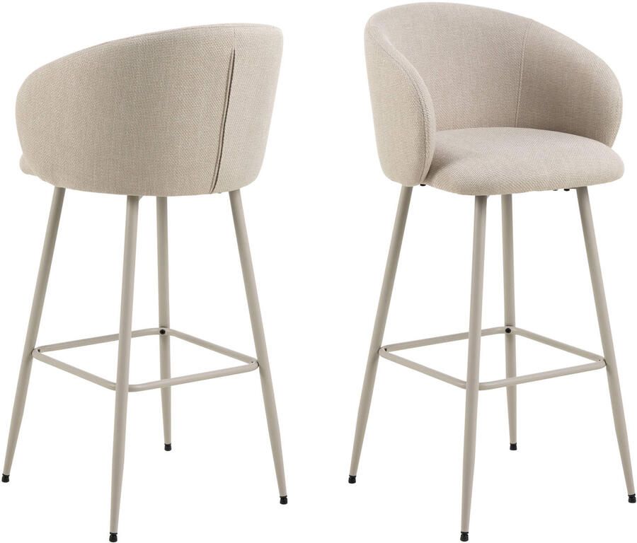 Giga Living Barkruk Skive Beige Stof Zithoogte 78cm Set van 2