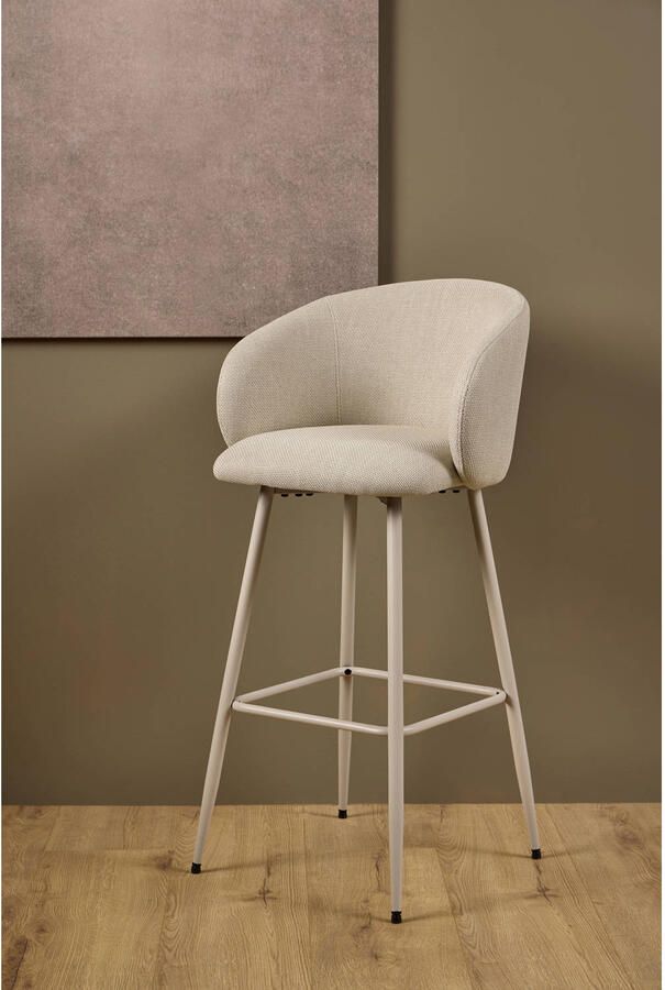 Giga Living Barkruk Skive Beige Stof Zithoogte 78cm Set van 2 - Foto 6
