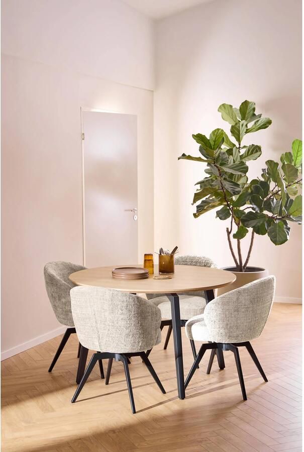Giga Living Eetkamerstoel Durin Beige Stof Zithoogte 48cm - Foto 4