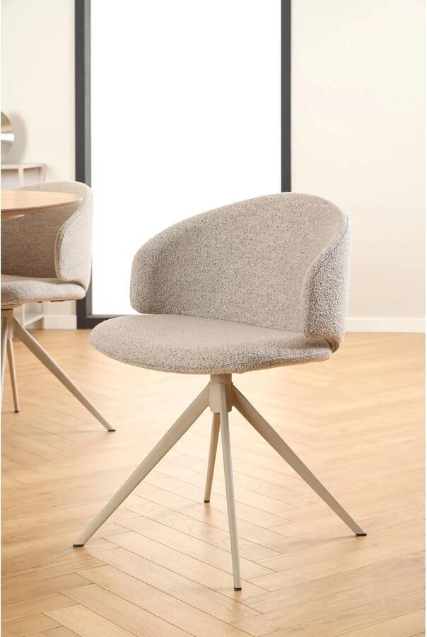 Giga Living Eetkamerstoel Valerie Beige Stof Zithoogte 49 5cm - Foto 4