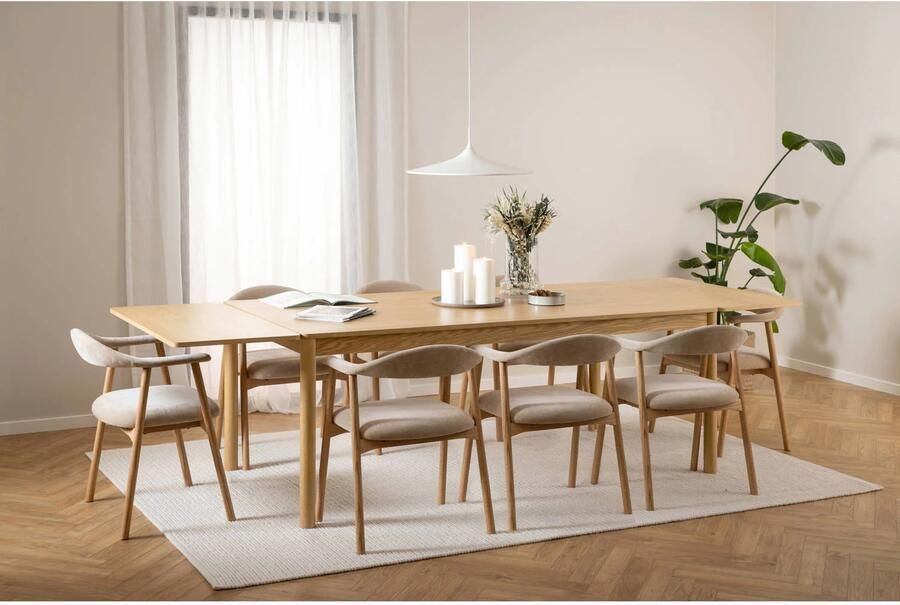 Bendt Eetkamerstoel Gerado Eikenhout en chenille Beige Japandi - Foto 4
