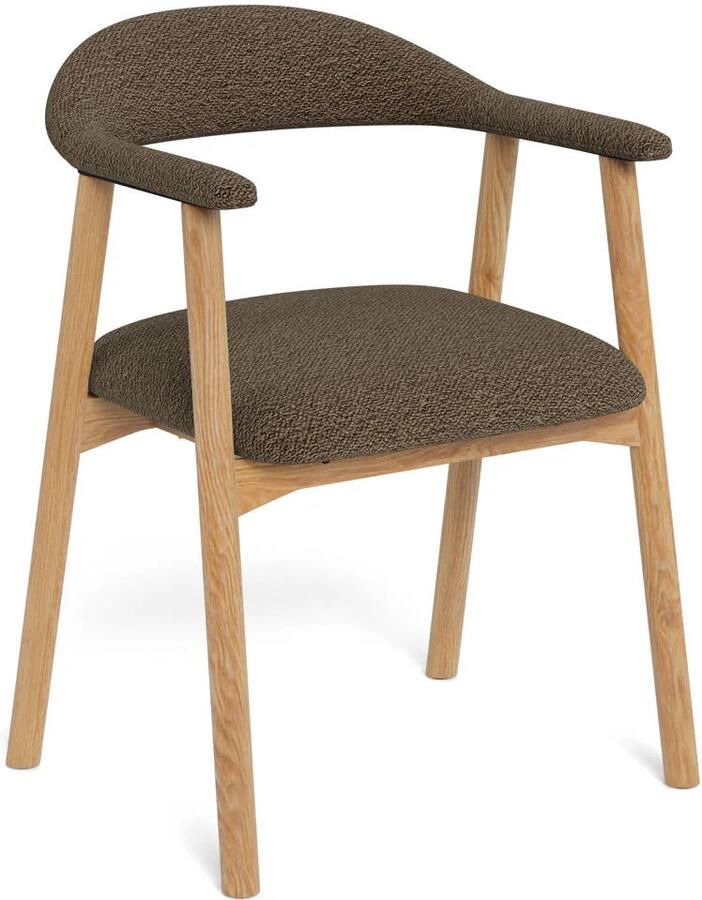 Bendt Eetkamerstoel Gerado Eikenhout en Bouclé Taupe