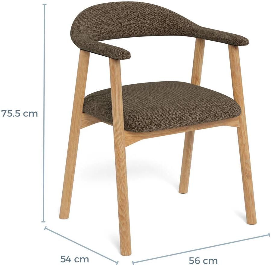 Bendt Eetkamerstoel Gerado Eikenhout en Bouclé Taupe - Foto 2