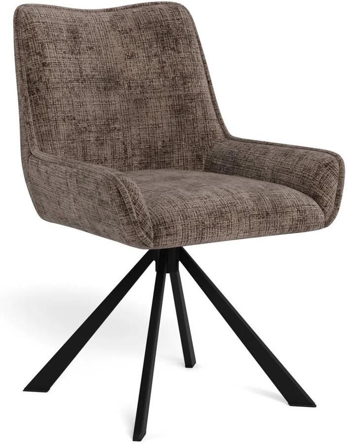 Giga Living Eetkamerstoel Falden Bruin Stof Zithoogte 47cm Set van 2 - Foto 2