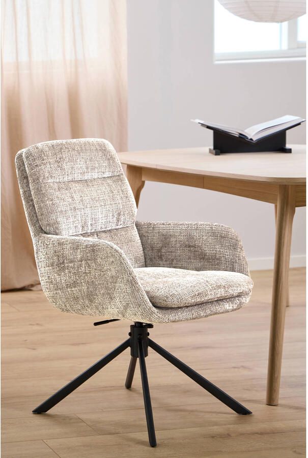 Giga Living Eetkamerstoel Kieran Met Armleuning Juto Beige Set van 2 - Foto 3