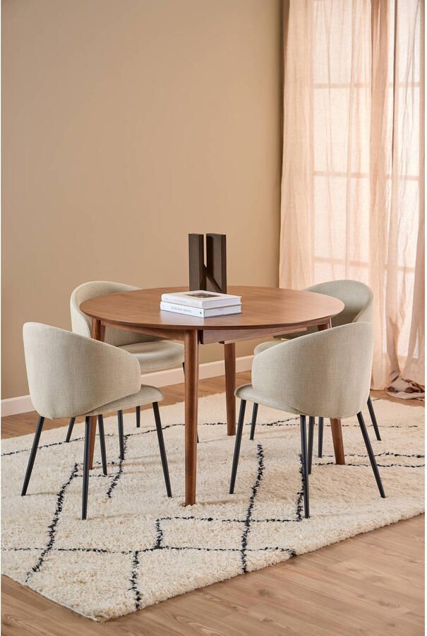 Giga Living Ronde Eettafel Gradje Ø115cm Walnoot Fineer Uitschuifbaar 115 154cm 4-6 Personen - Foto 4