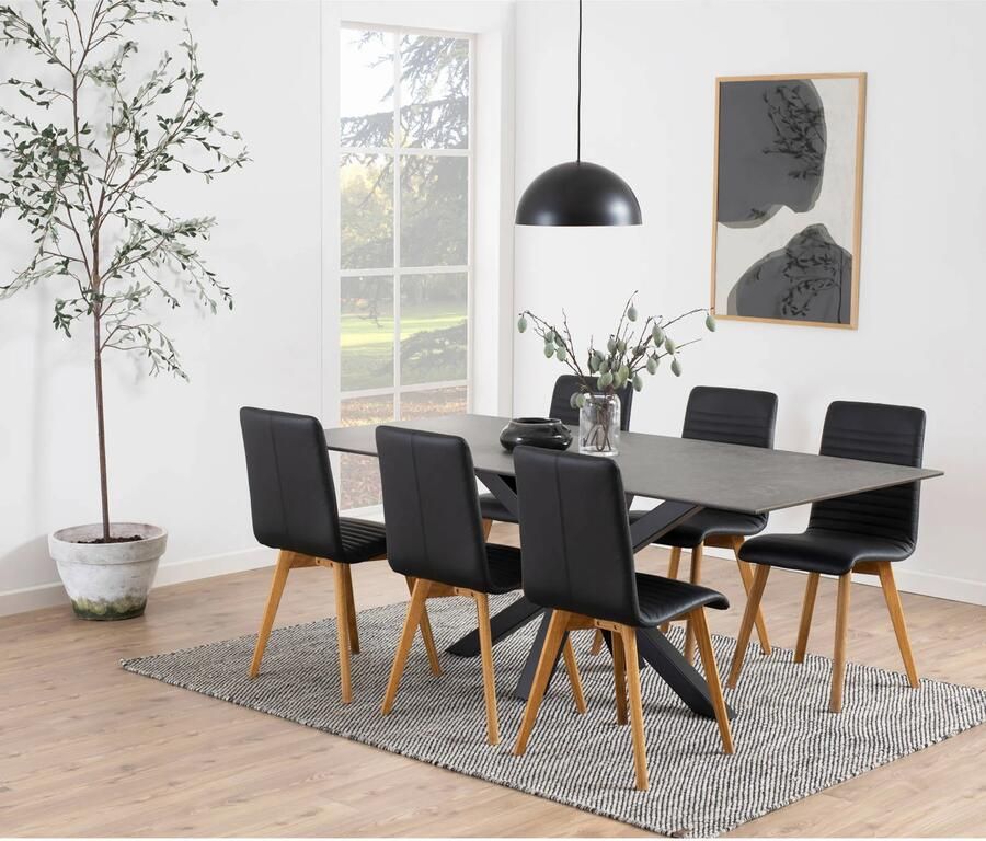 Woonexpress Eettafel Vikten Steen Zwart 200 x 75 x 100 cm (BxHxD) - Foto 3