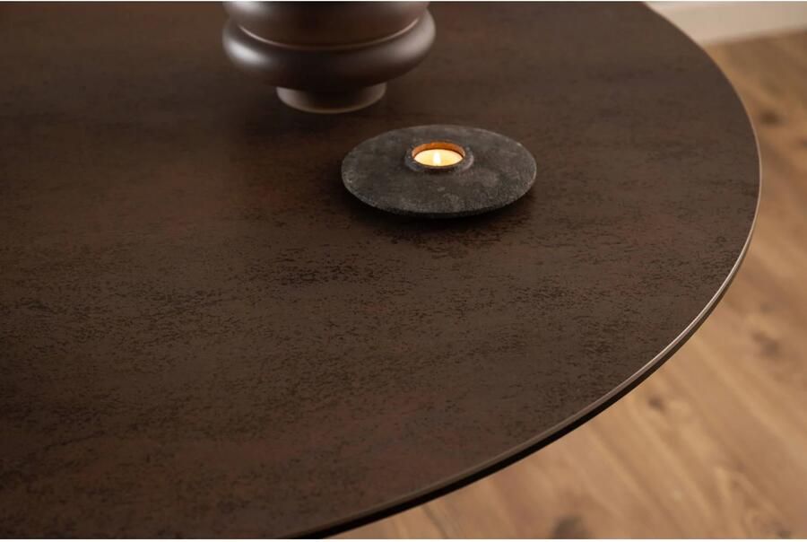 Giga Living Eettafel Rond Ø120cm Bruin Keramiek 2-4 Personen Axel - Foto 3