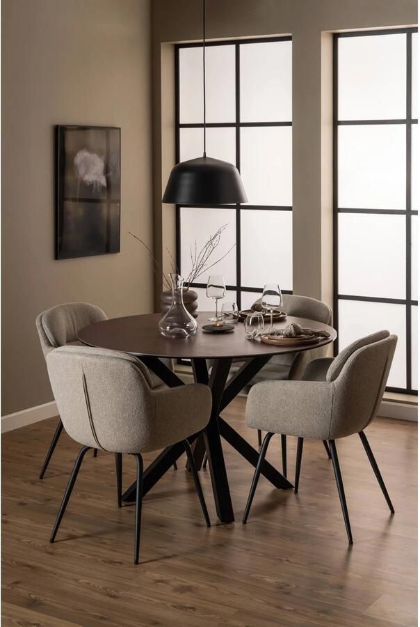 Giga Living Eettafel Rond Ø120cm Bruin Keramiek 2-4 Personen Axel - Foto 4