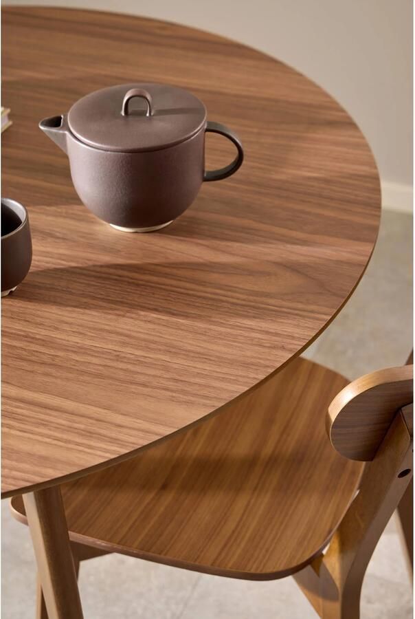 Giga Living Ronde Eettafel Levi Ø105x76cm Walnoot Fineer Rechte Poot 2-4 Personen - Foto 5