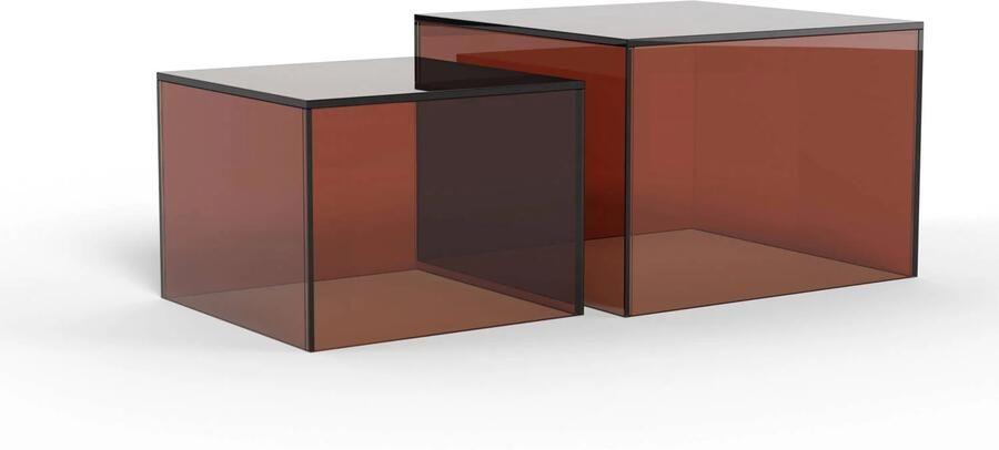 Giga Living Salontafel Livo Glas Bruin Set van 2 50cm - Foto 2
