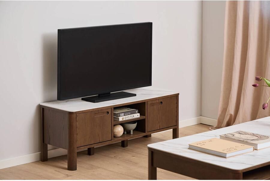 Giga Living Tv-Meubel Wilven Beige Keramiek Walnoot 120x40x45cm