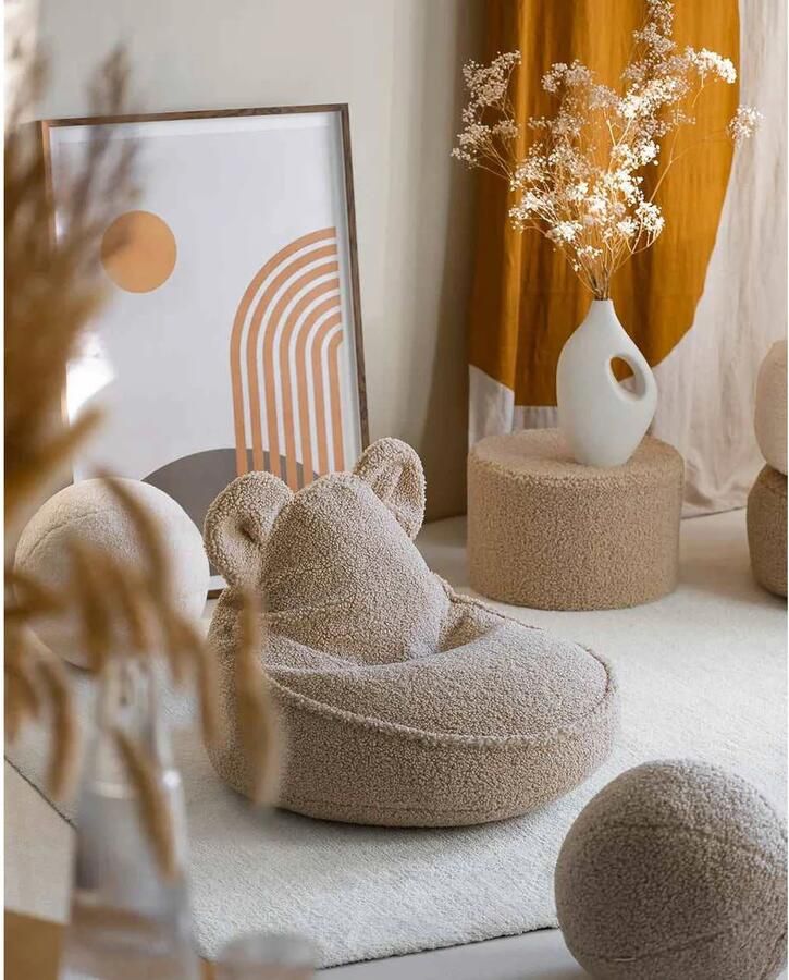 Wigiwama Teddy Bear Beanbag Chair Zitzak met Ottoman Biscuit - Foto 3