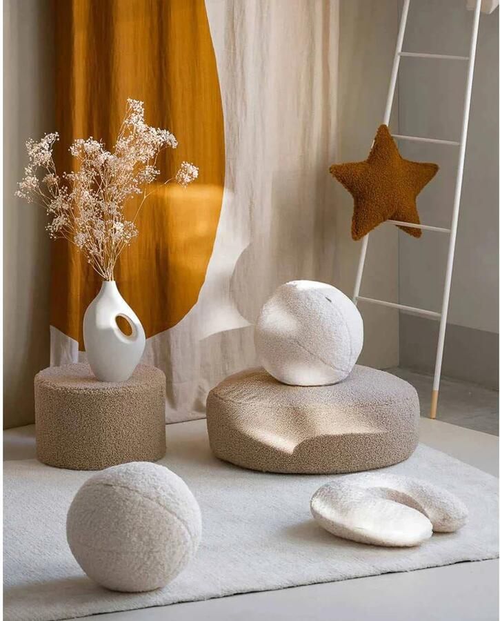 Wigiwama Teddy Ottoman Poef Ø65x20cm Biscuit - Foto 3