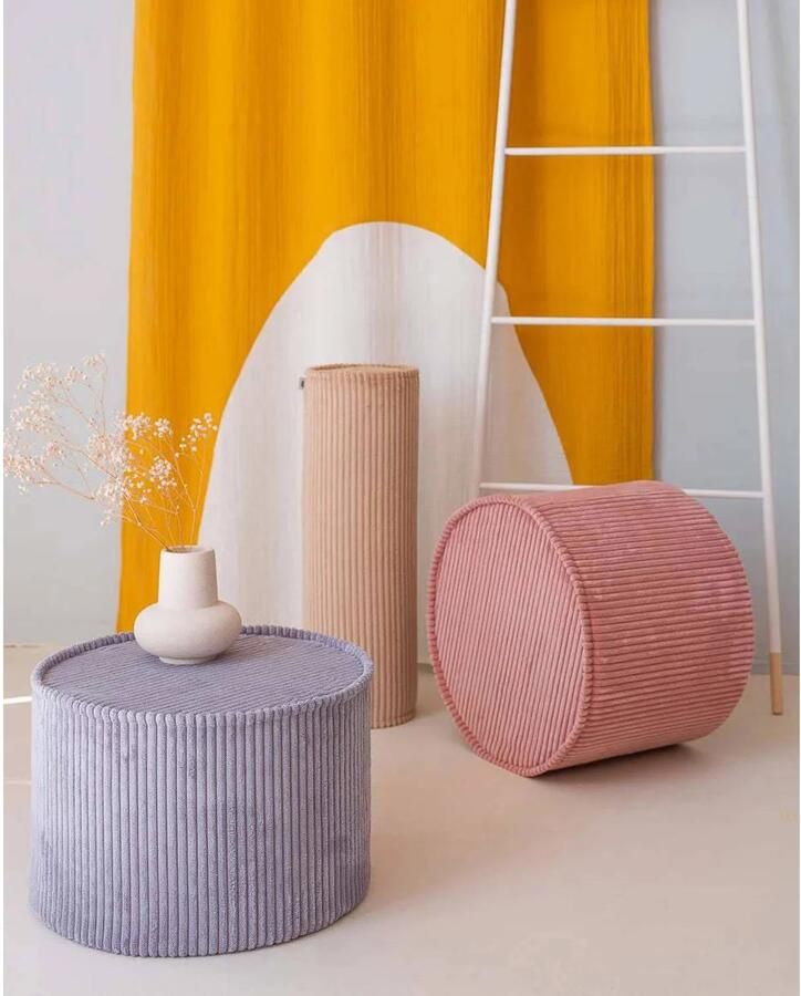 Wigiwama Corduroy Pouffe Poef Ø40x25cm Blueberry Blue - Foto 2