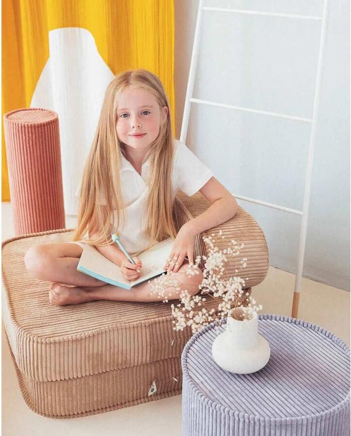 Wigiwama Corduroy Pouffe Poef Ø40x25cm Blueberry Blue - Foto 3