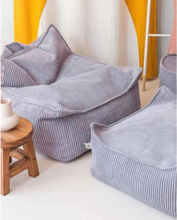 Wigiwama Corduroy Square Ottoman Poef 80x70x50cm Blueberry Blue - Foto 2