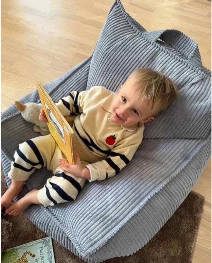 Wigiwama Kinder Zitzak Beanbag Chair Blueberry Blue Zitzak Kind Zit Zak 100% OEKO- Tex Katoen - Foto 3