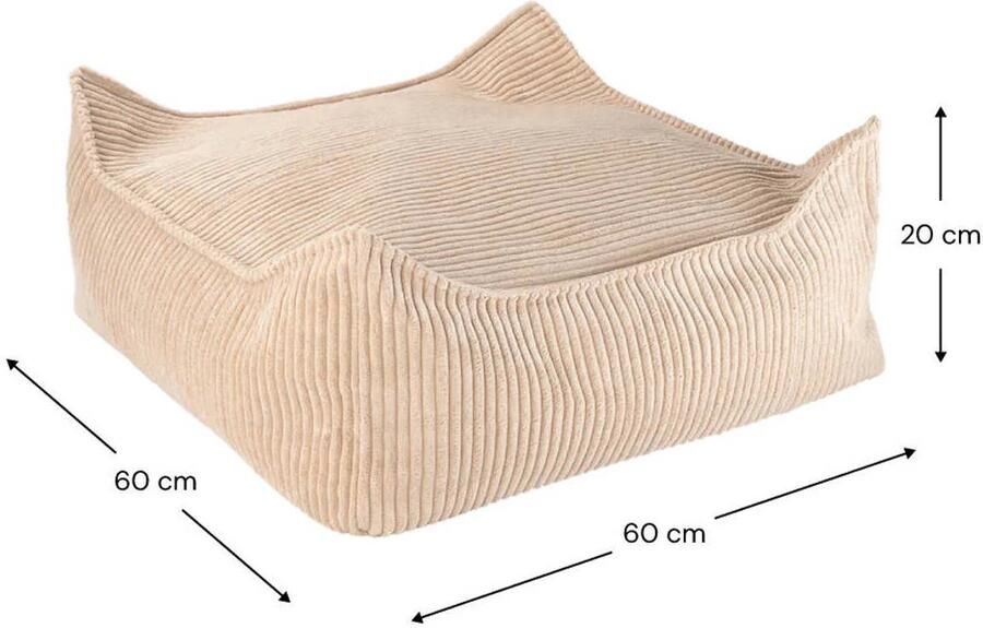 Wigiwama Corduroy Square Ottoman Poef 80x70x50cm Brown Sugar - Foto 3