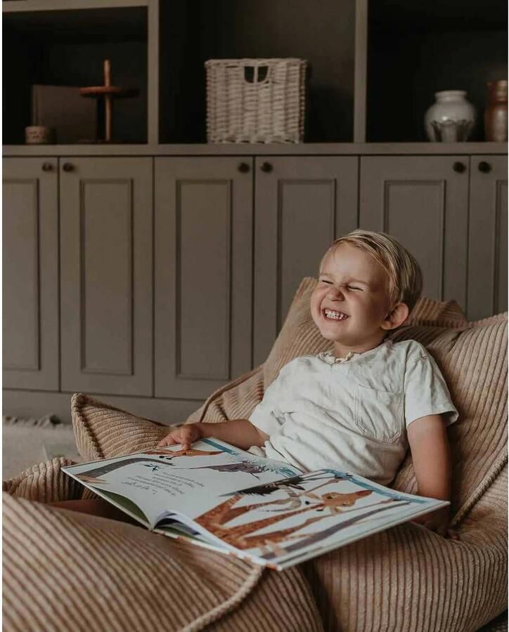 Wigiwama Kinder Zitzak Chair Brown Sugar Zitzak Kind Zitstoel ribstof kinderkamer Relaxen met zitzak beanbag woonkamer kind - Foto 3