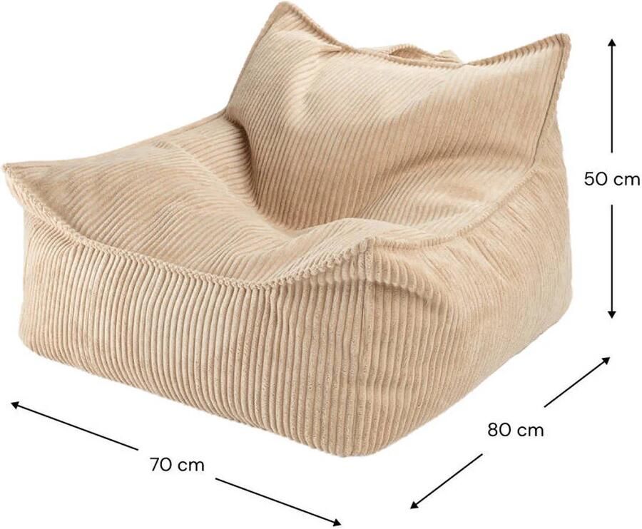 Wigiwama Kinder Zitzak Chair Brown Sugar Zitzak Kind Zitstoel ribstof kinderkamer Relaxen met zitzak beanbag woonkamer kind - Foto 2