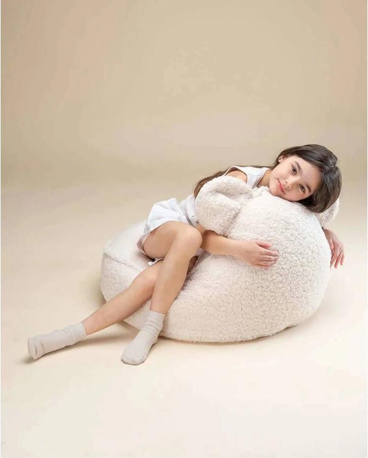Wigiwama Zitzak Bear Cream white beanbag teddy uitwasbare hoes fluffy zitzak knuffelen zitzak kinderen kinder zitzak - Foto 4