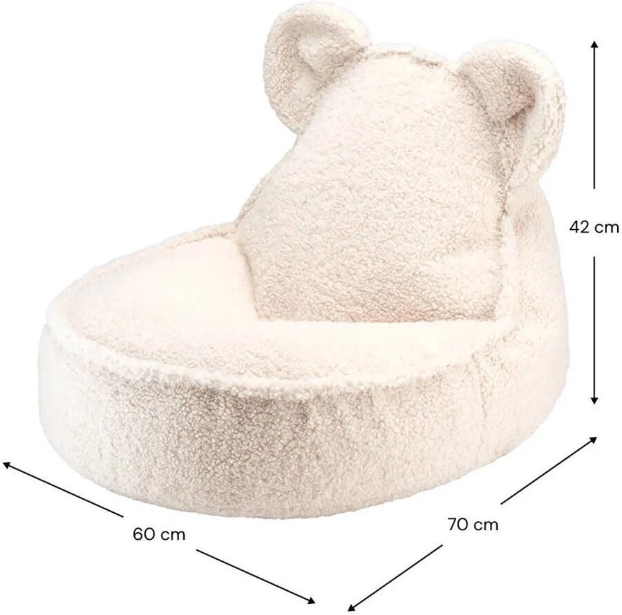 Wigiwama Zitzak Bear Cream white beanbag teddy uitwasbare hoes fluffy zitzak knuffelen zitzak kinderen kinder zitzak - Foto 2