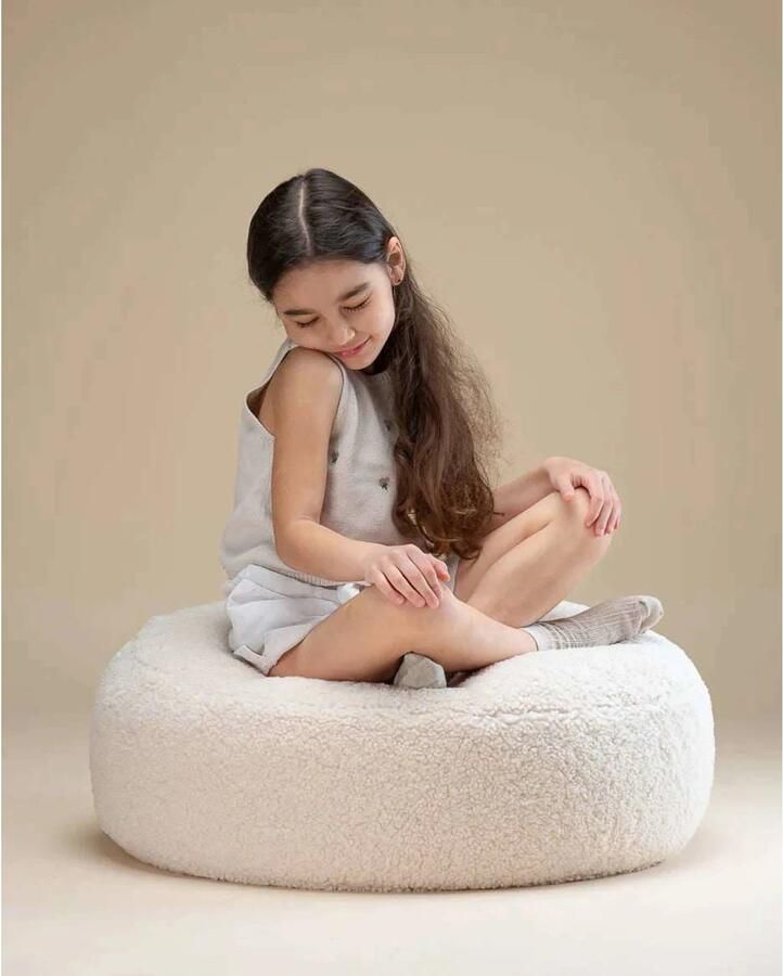 Wigiwama Teddy Ottoman Poef Ø65x20cm Cream White - Foto 3