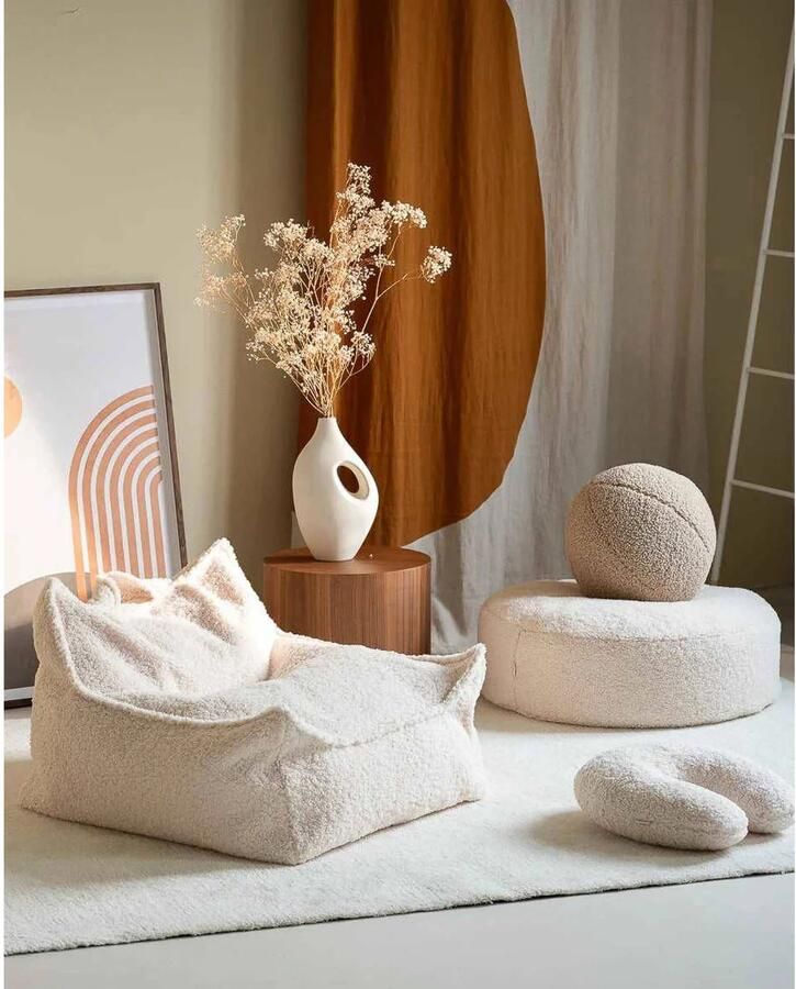 Wigiwama Teddy Ottoman Poef Ø65x20cm Cream White - Foto 2