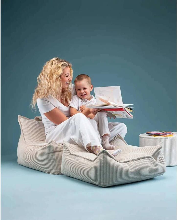 Wigiwama Corduroy Square Ottoman Poef 80x70x50cm Marshmallow